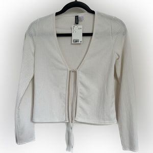 H&M Divided Ribbed Tie Front Cardigan